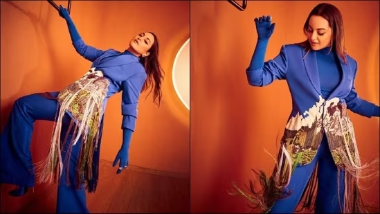 Sonakshi Sinha Redefines Glamour with a Stunning Blue Pantsuit Ensemble