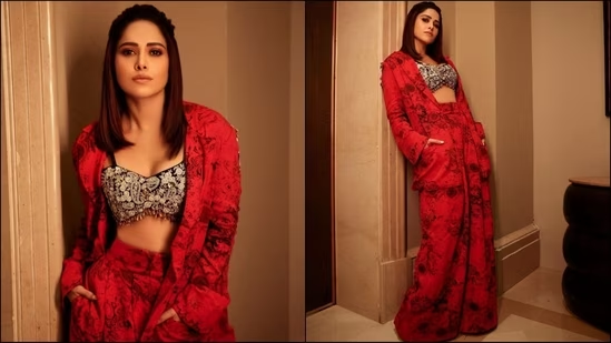 Nushrratt Bharuchha Shines in a Floral Pantsuit and Luxurious Bralette Valued at ₹48k, Elevating the Festive Fashion Scene
