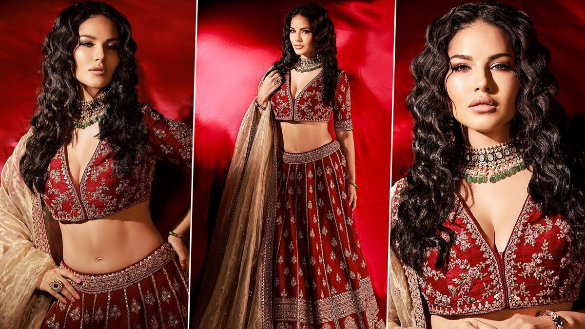 Sunny Leone Radiates Elegance in a Stunning Lehenga at Vikram Bhatt's Daughter's Wedding