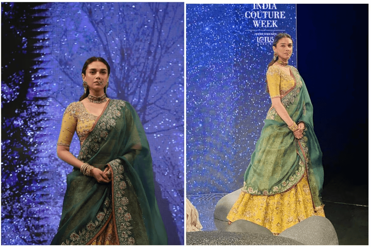 Aditi Rao Hydari Mesmerizes in a Gold Silk Lehenga, Embracing Old-School Glamour