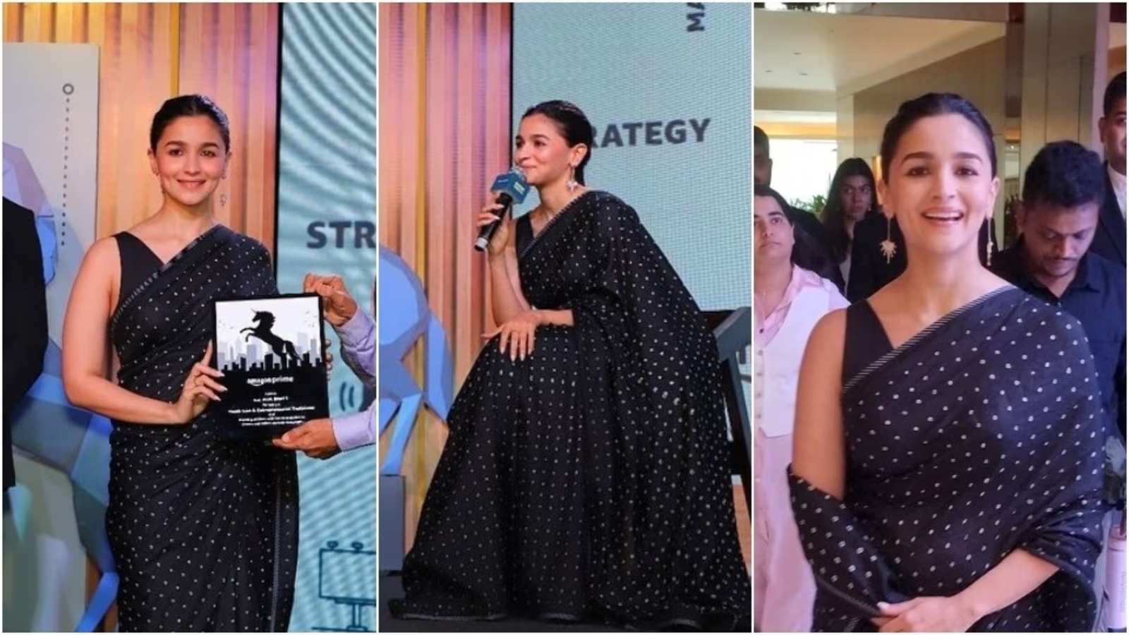 Alia Bhatt Mesmerizes in Elegant Black Saree at Event: Radiant as 'Raha's Adorable Mother'