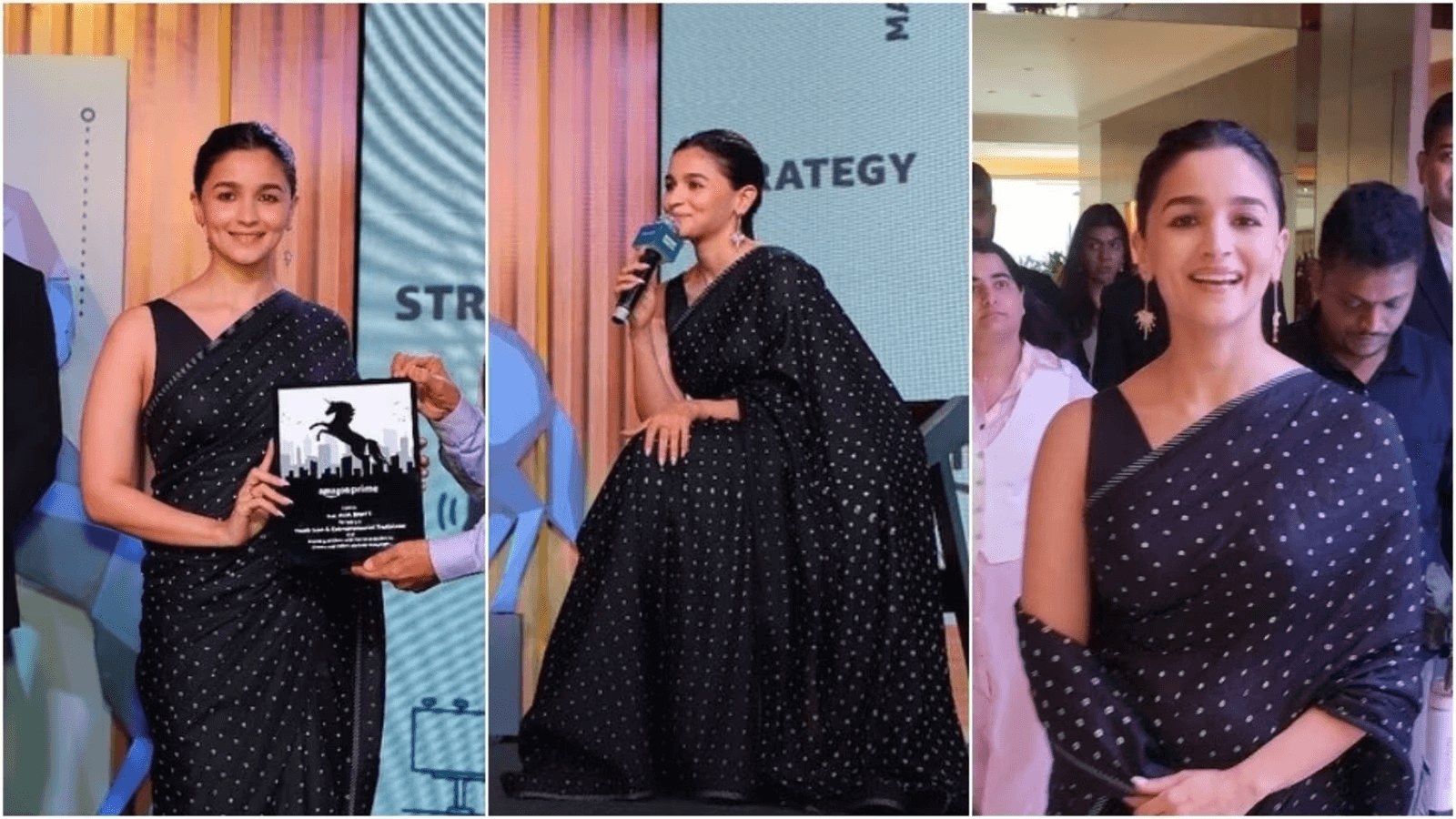 Alia Bhatt Mesmerizes in Elegant Black Saree at Event: Radiant as 'Raha's Adorable Mother'