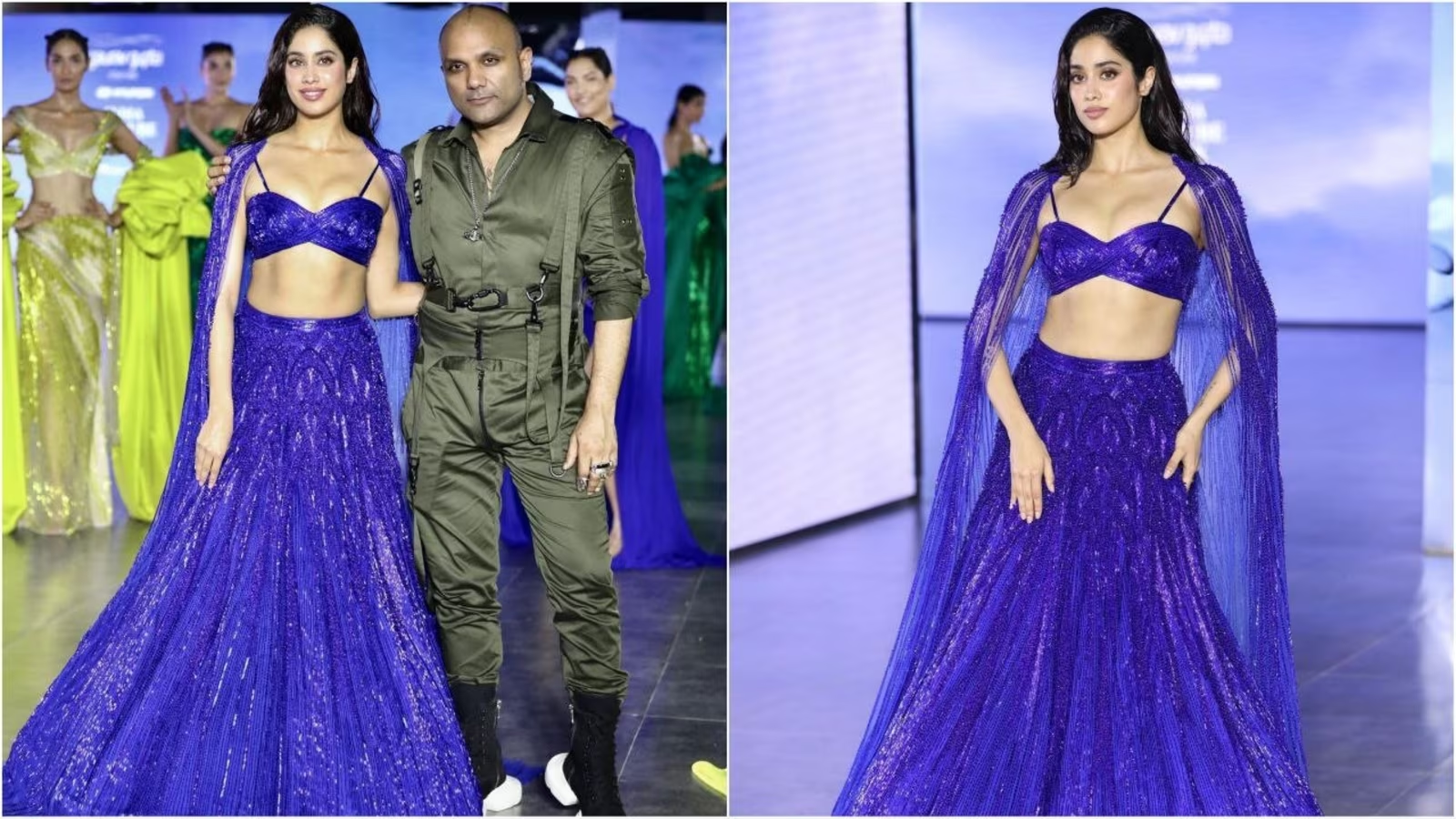 Janhvi Kapoor Looks Mesmerizing as the Showstopper in a Gorgeous Purple Lehenga at Gaurav Gupta's ICW Show