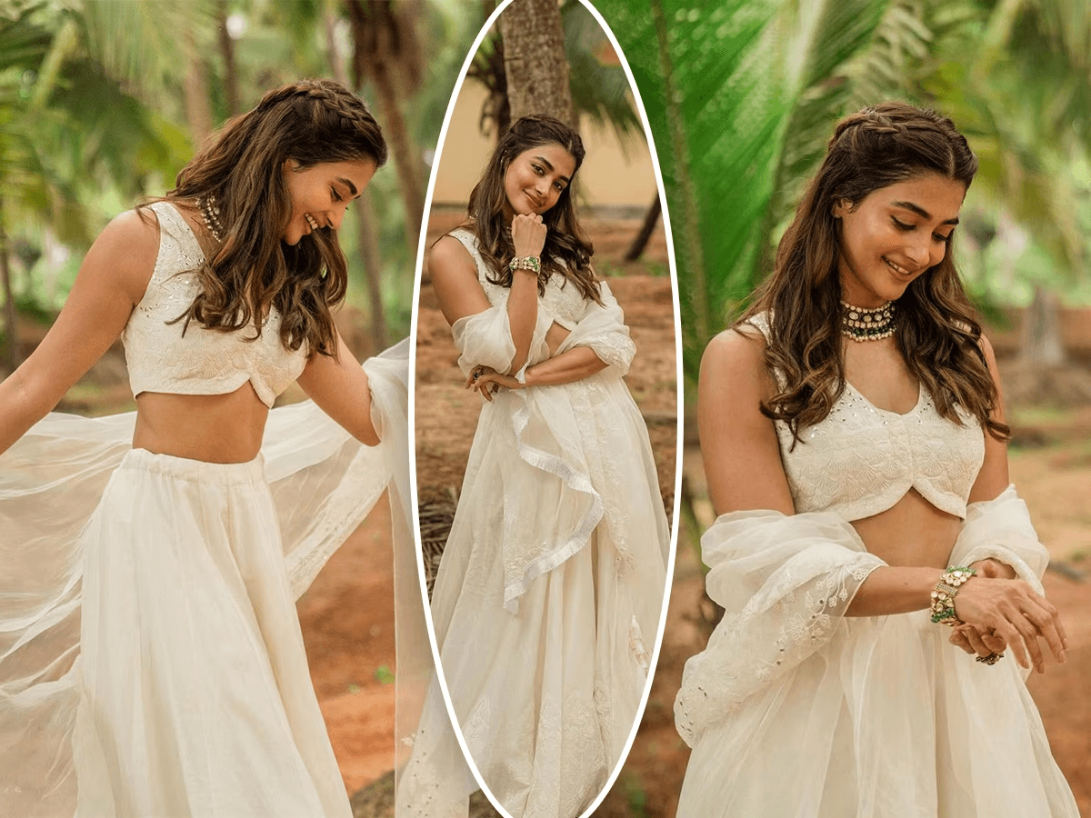 "Pooja Hegde Stuns in White at a Wedding: The Chanderi Silk Lehenga Every Bridesmaid Should Consider"