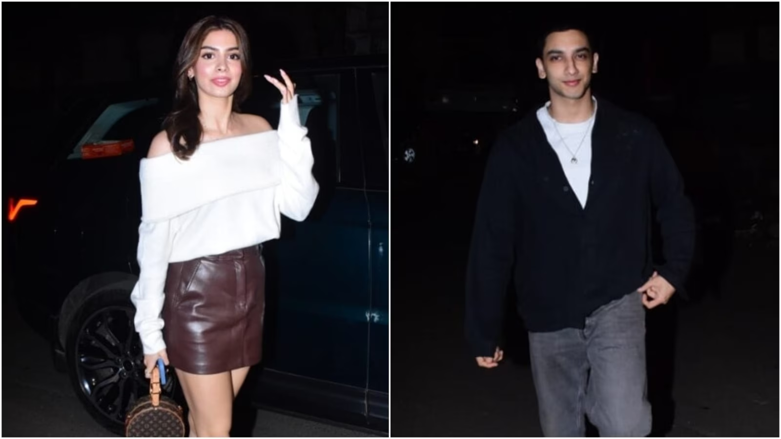 Khushi Kapoor Nails Casual Chic: Sporting a Sweater and Mini Skirt on Outing with Vedang Raina and Friends, Demonstrating Stylish Ways to Rock Neutral Shades