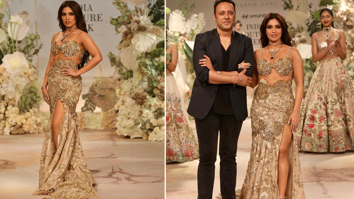 Bhumi Pednekar Shines as the Showstopper for Varun Bahl in a Stunning Gold Outfit at ICW